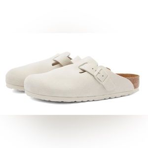 BIRKENSTOCK - Boston Suede Clog. Antique White. BRAND NEW WITH TAGS.
